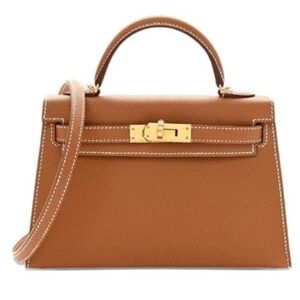 NWT Genuine Leather Epsom Mini Kelly Design 20 Gold Bag/Handbag